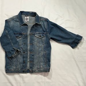 Ragged priest ruffle sleeve denim jacket